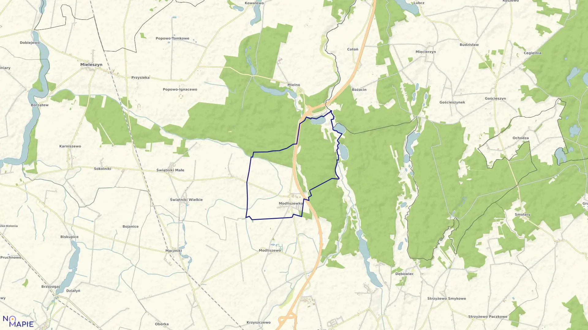 Mapa obrębu MODLISZEWKO w gminie Gniezno