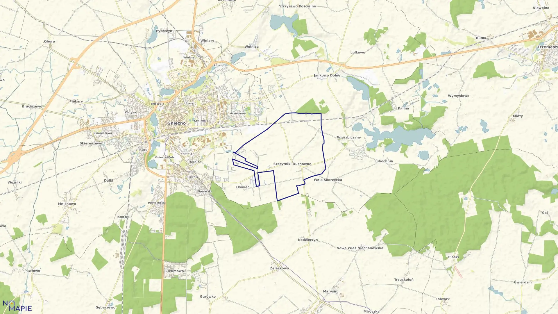 Mapa obrębu SZCZYTNIKI DUCHOWNE w gminie Gniezno