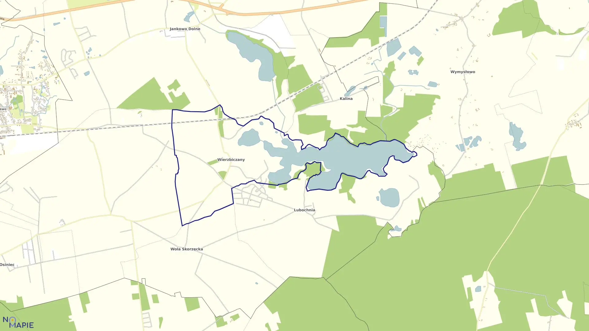 Mapa obrębu WIERZBICZANY w gminie Gniezno